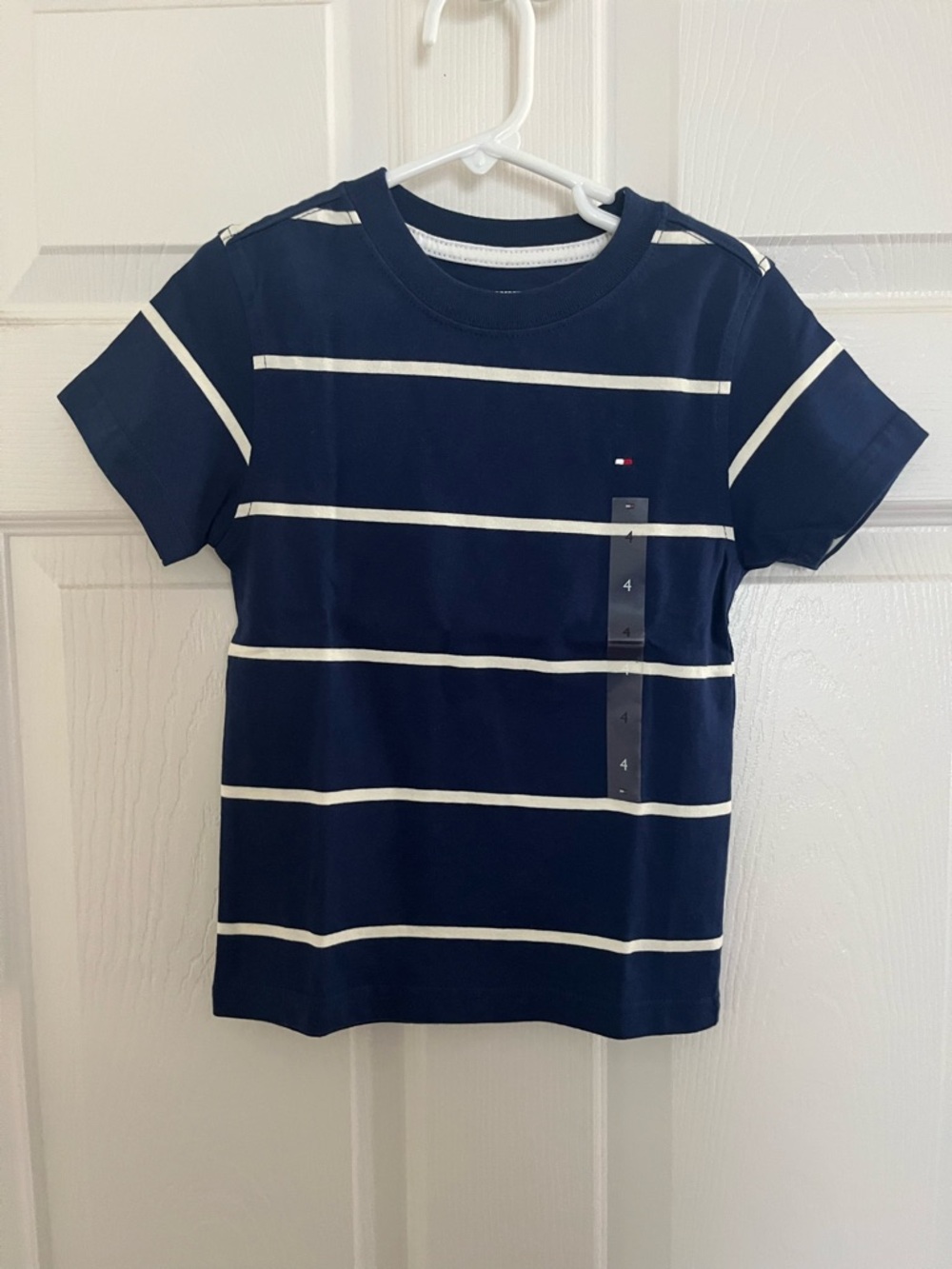 Tommy Hilfiger Boy’s Navy and White Striped Short Sleeve Tee